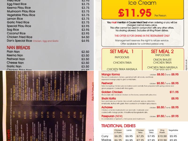 balti hut Menu