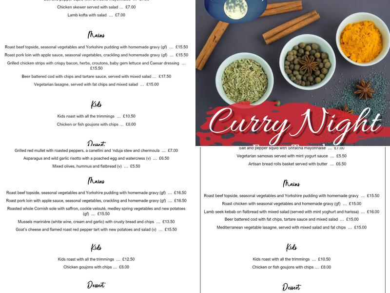 The Garway Moon Inn Menu