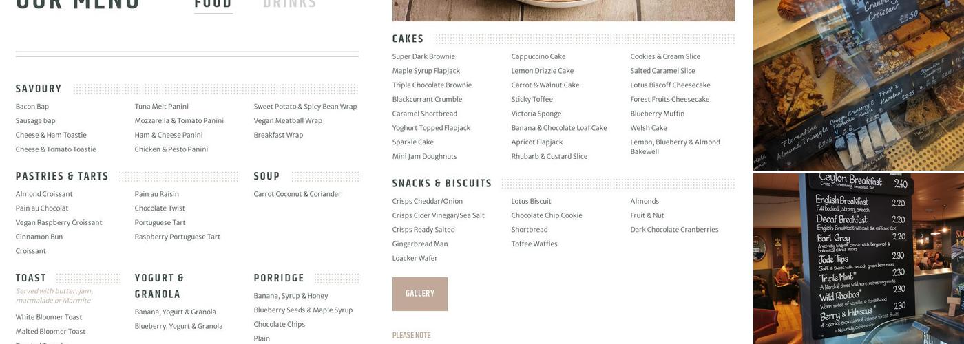 Coffee#1 Chepstow Menu