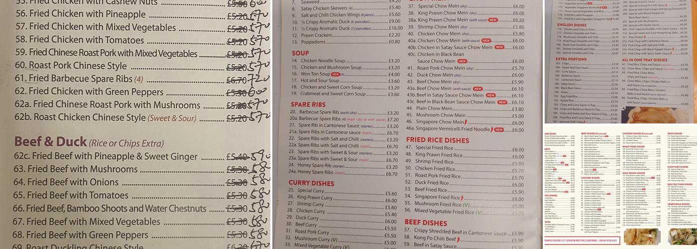 Golden Fountain Menu