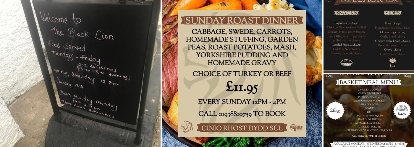 The Black Lion Menu