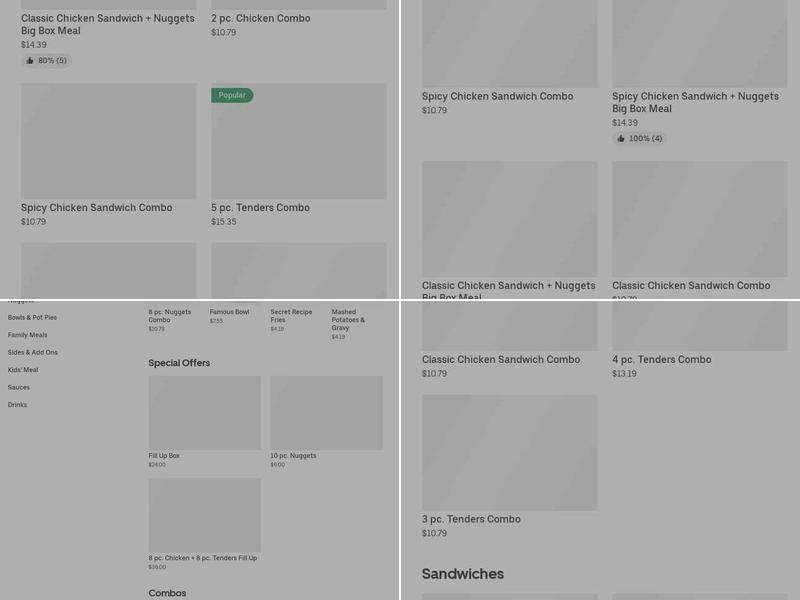 KFC Menu