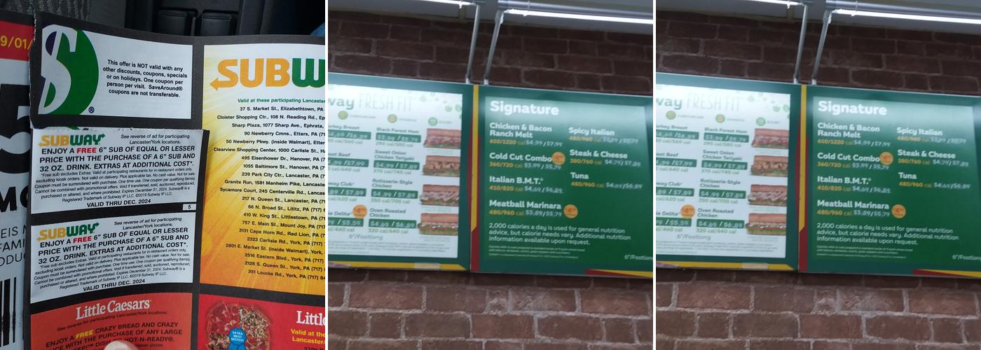 Subway Menu