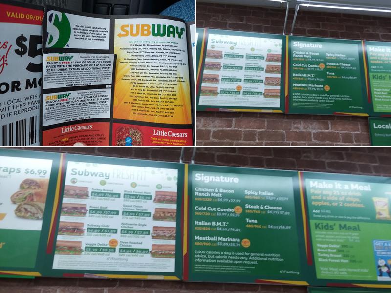 Subway Menu