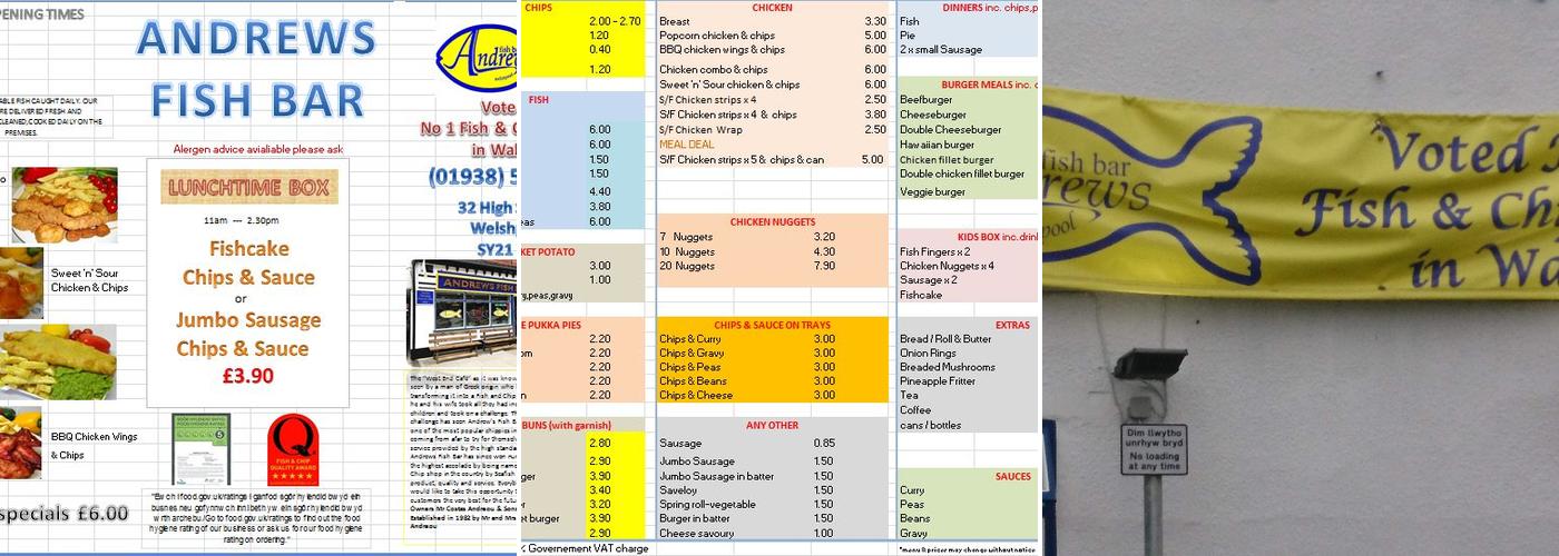 Andrew's Fish Bar Menu