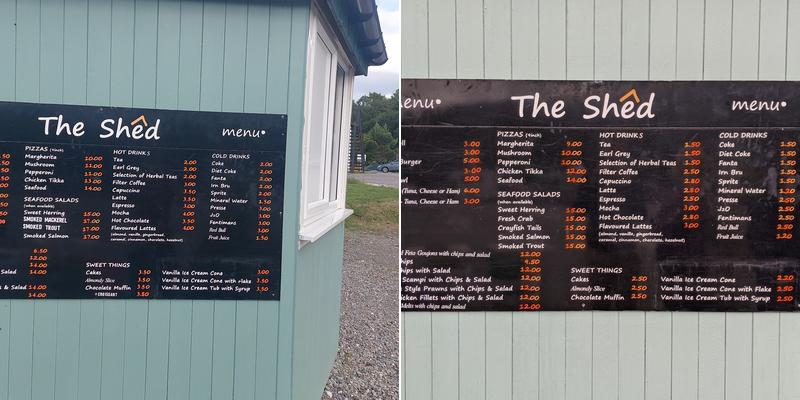 The Shed Menu