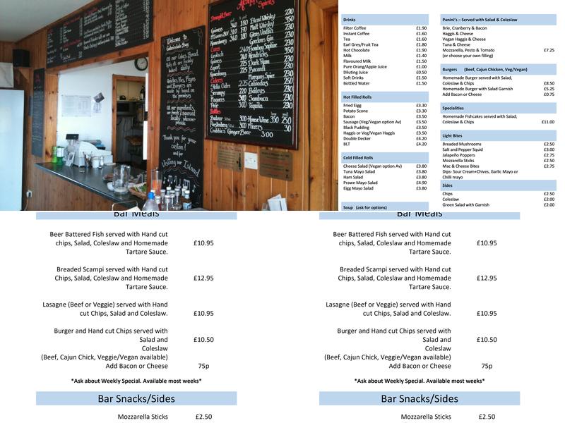 Galmisdale Bay Cafe & Bar Menu