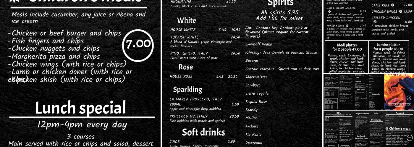 Hill Ephesus Restaurant Menu