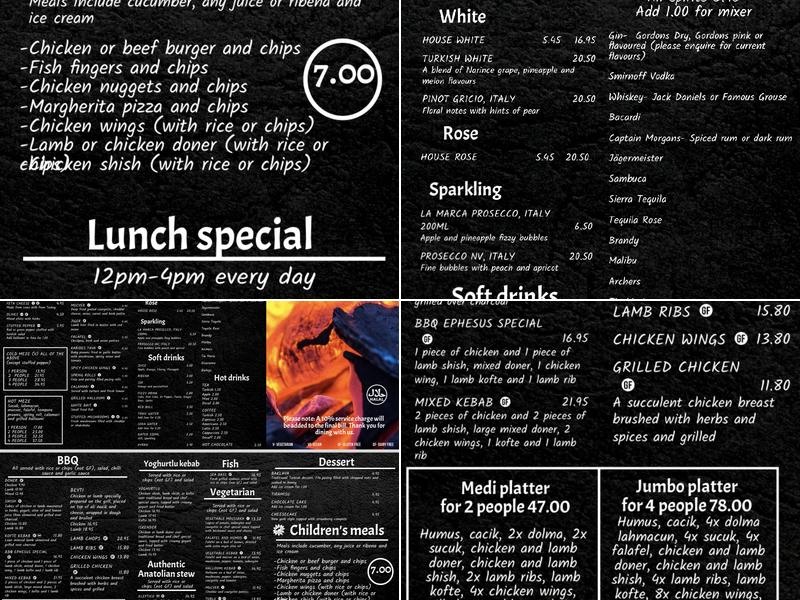 Hill Ephesus Restaurant Menu