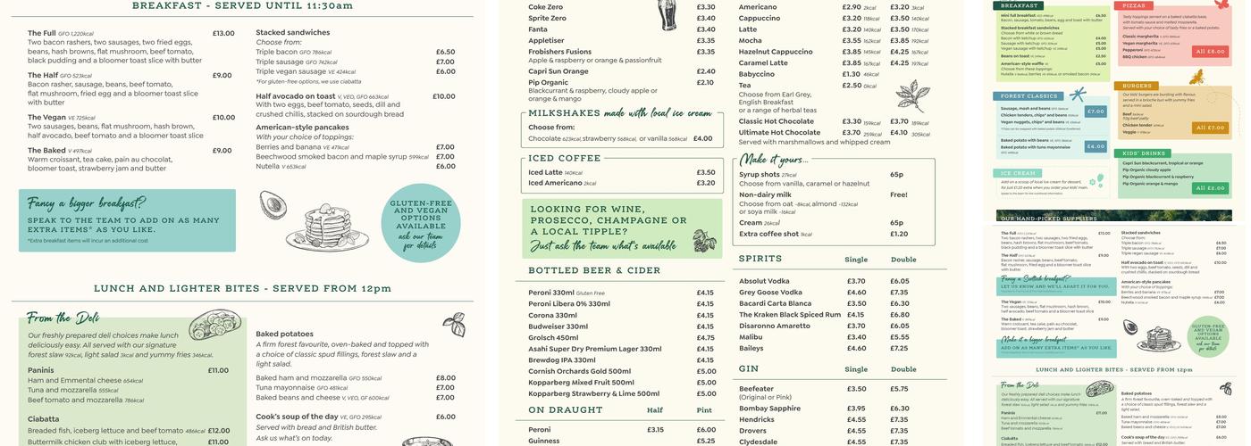 Forest Holidays Ardgartan Argyll Menu