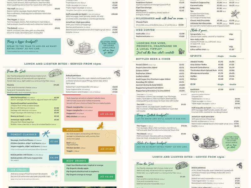 Forest Holidays Ardgartan Argyll Menu