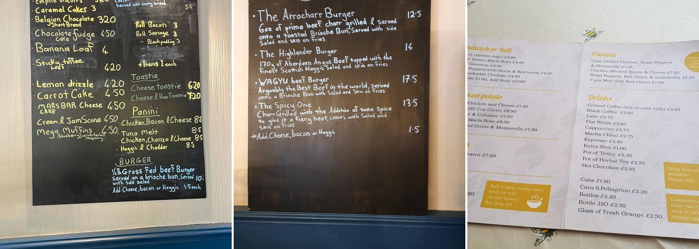 Arrochar Tea Room Menu