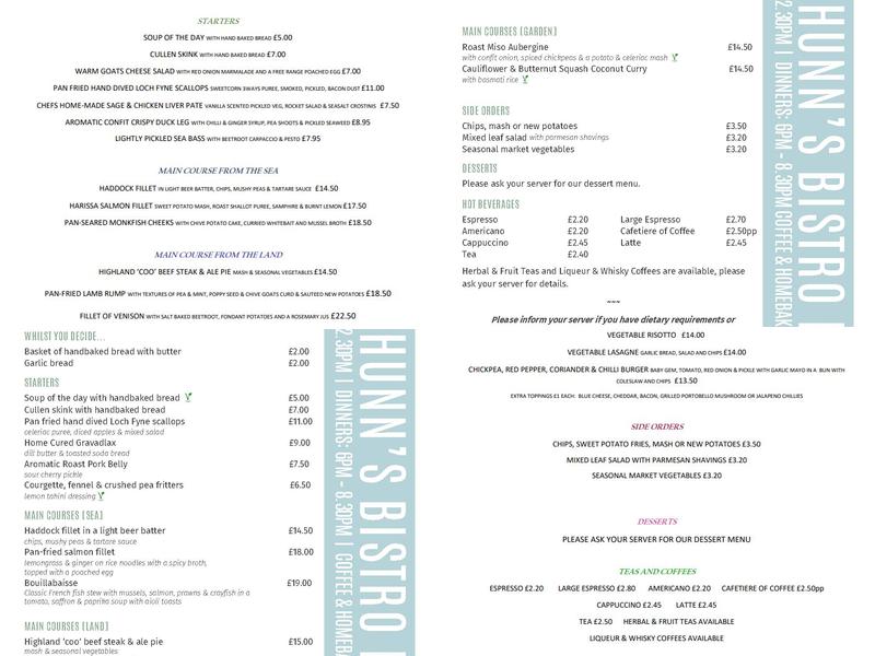 The Creggans Inn Menu