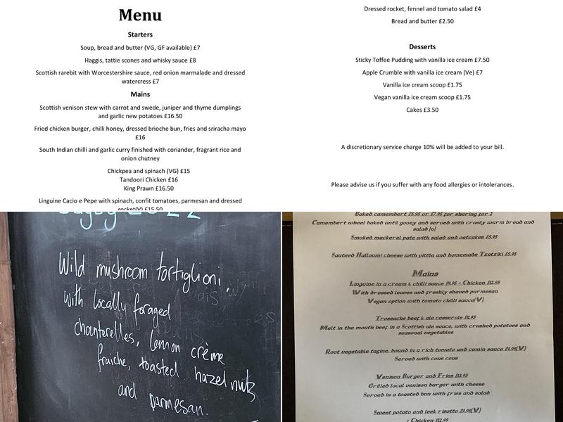 Inversnaid Bunkhouse & Top Bunk Bistro Menu
