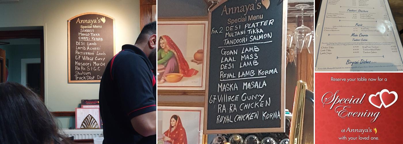 Annaya's Indian - Helensburgh Menu