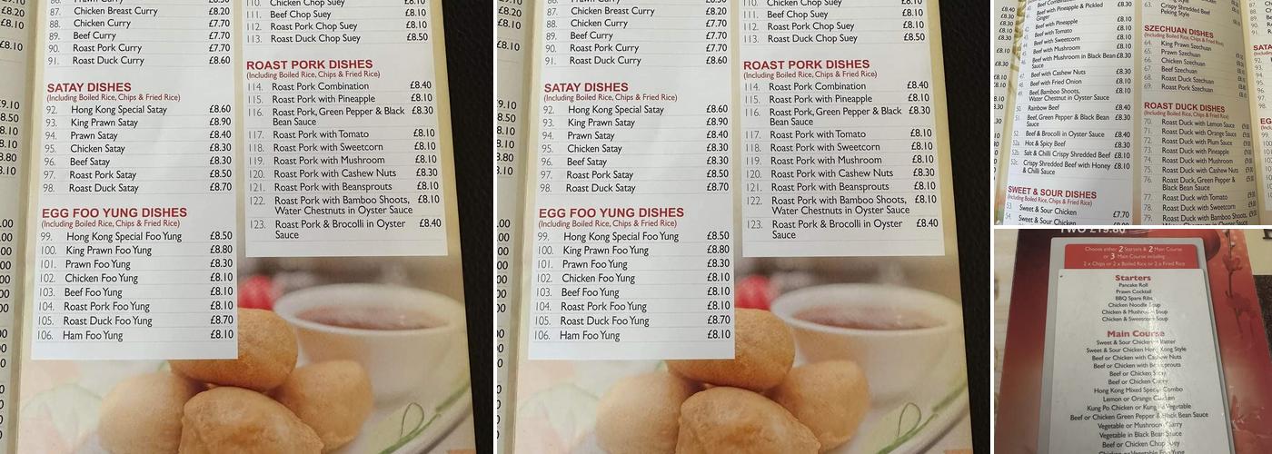 Hong Kong Carry Out Menu