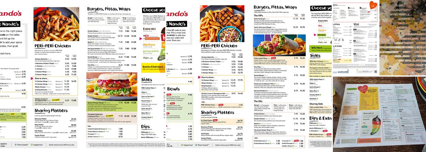 Nando's Milton Keynes - The Centre Menu
