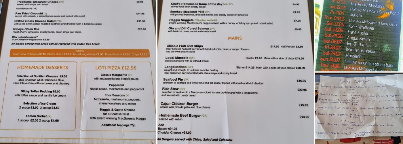 The Lord Of The Isles Menu