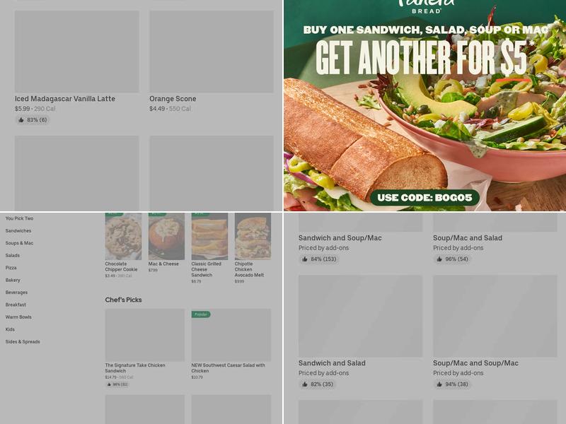 Panera Bread Menu
