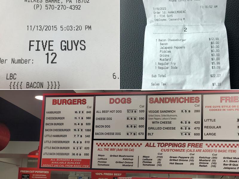 Five Guys Menu