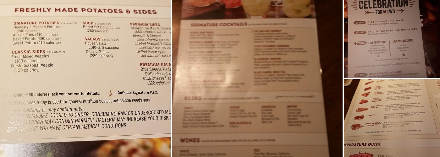 Outback Steakhouse Menu