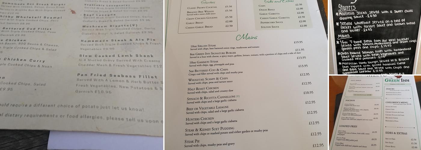 The Green Inn Menu