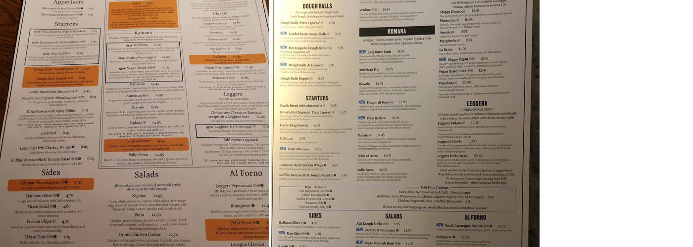 Pizza Express Menu