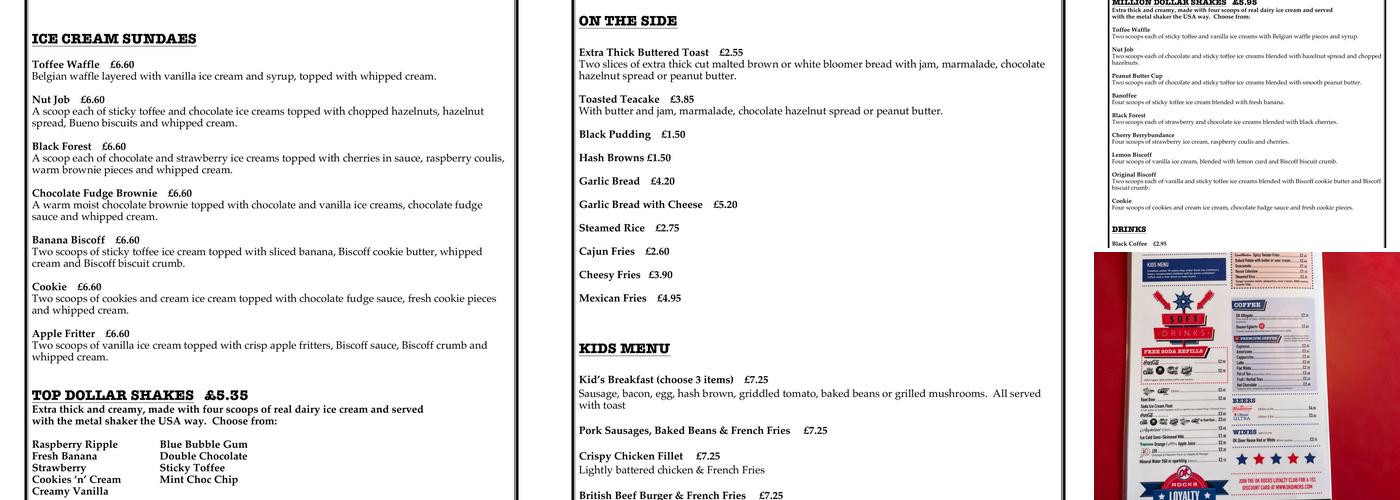 OK Diner Oswestry Menu