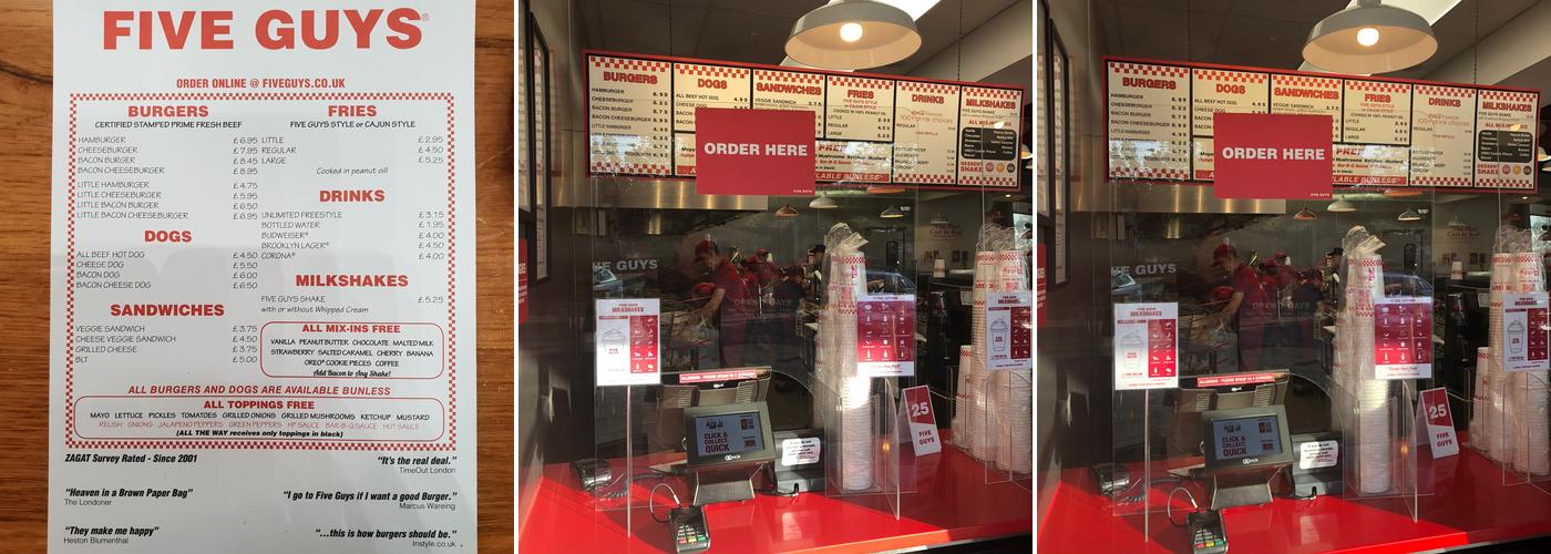 Five Guys Milton Keynes Menu
