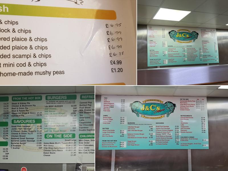 J & C's Chippy Menu