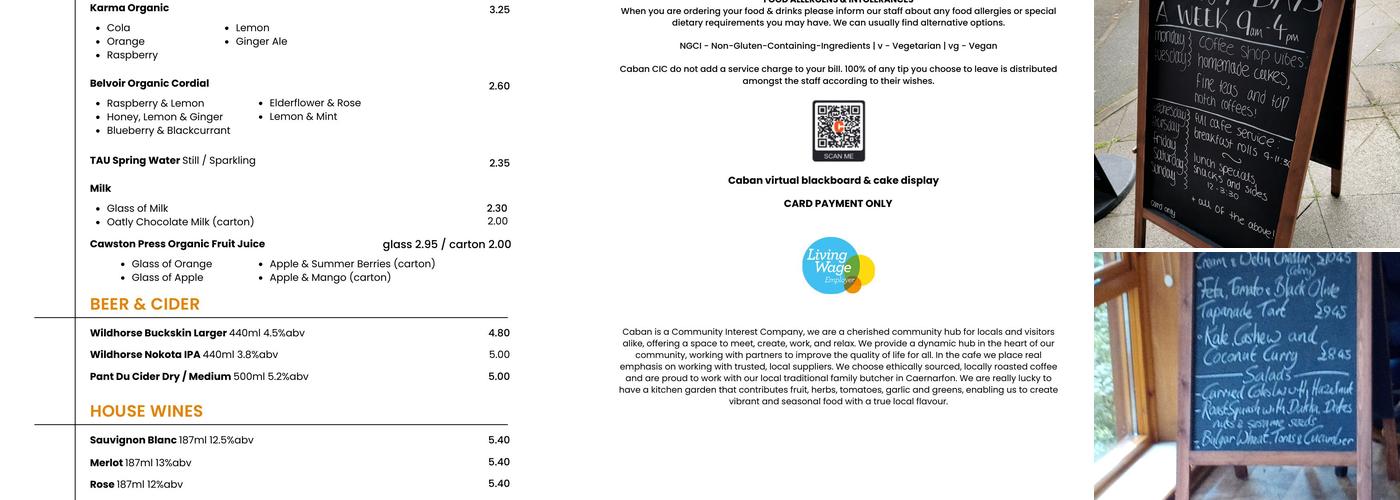 Caffi Caban Cafe Menu