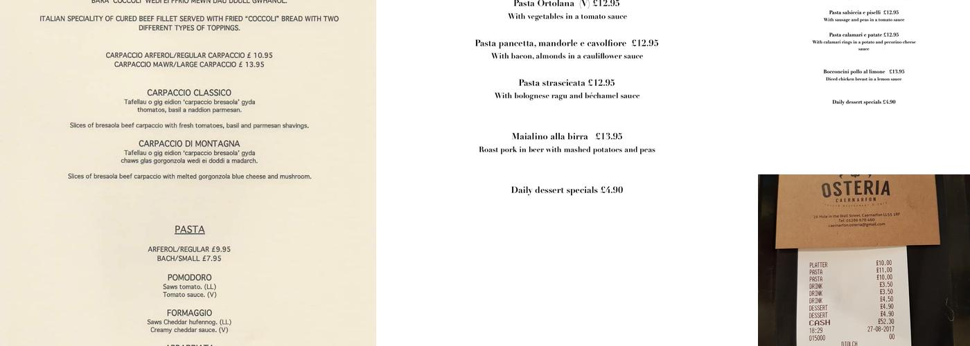 Osteria Menu