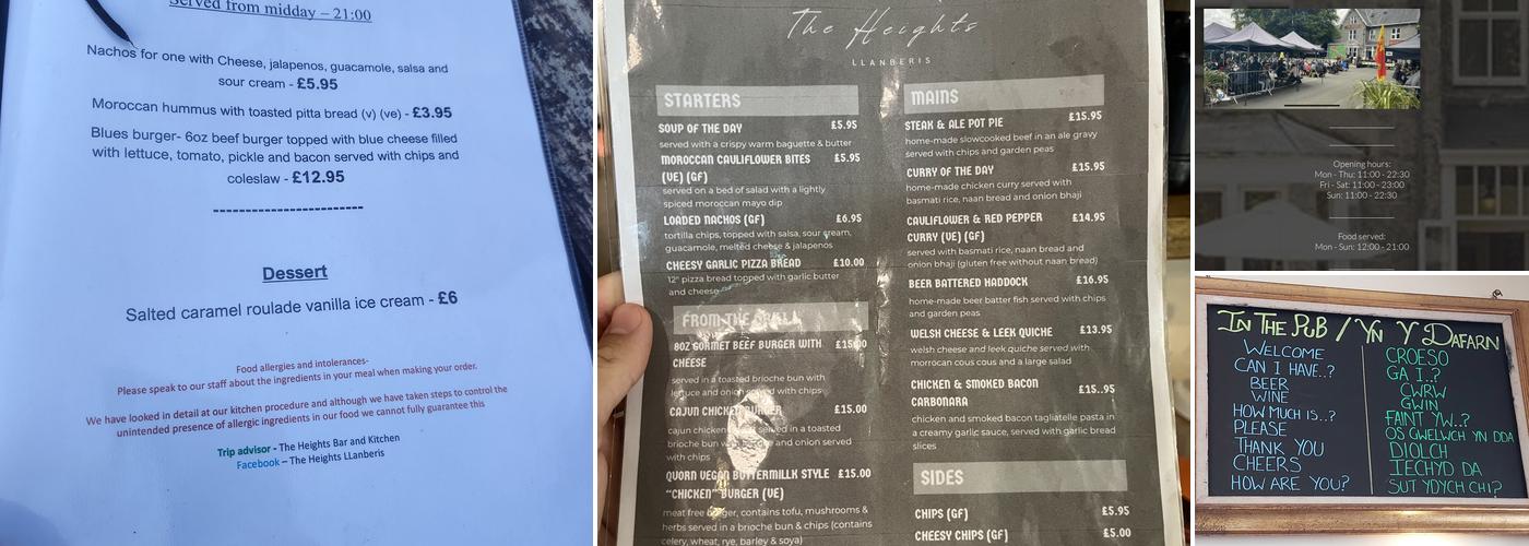 The Heights Menu