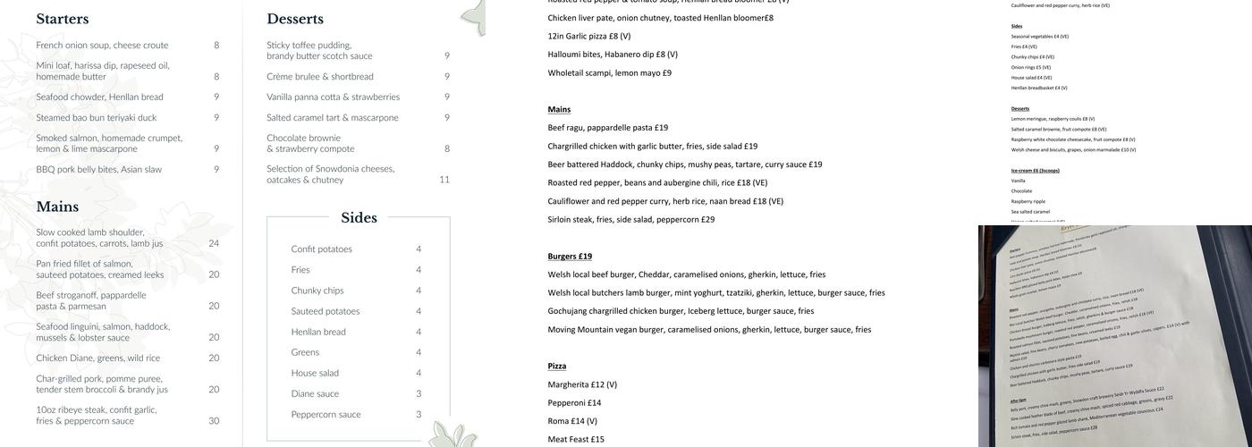 The Royal Victoria Hotel Menu