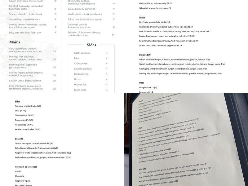 The Royal Victoria Hotel Menu