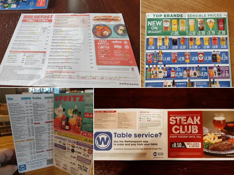 Wetherspoons Menu