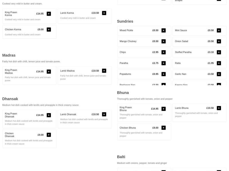 Shilam Tandoori Menu
