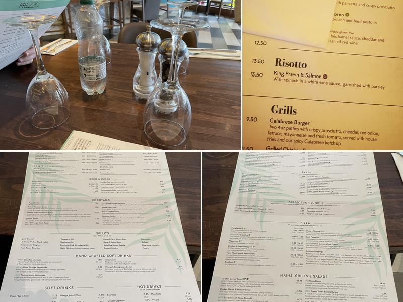Prezzo Italian Restaurant Milton Keynes Stadium Menu
