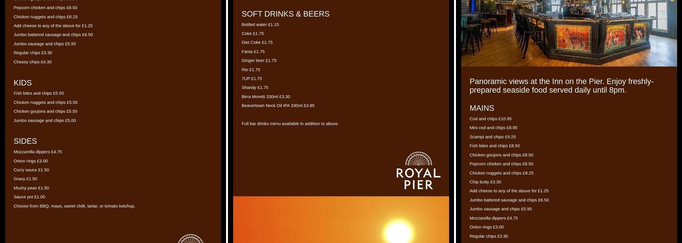 Upstairs at the Pier Menu