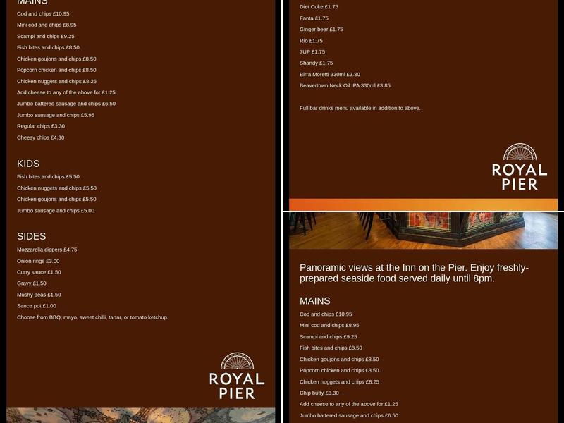 Upstairs at the Pier Menu