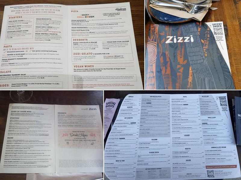 Zizzi Menu