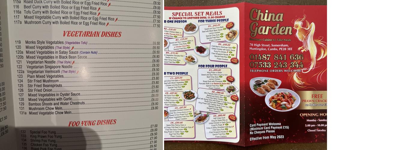 China Garden Menu