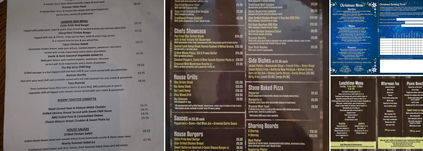 Bryncae Arms Menu