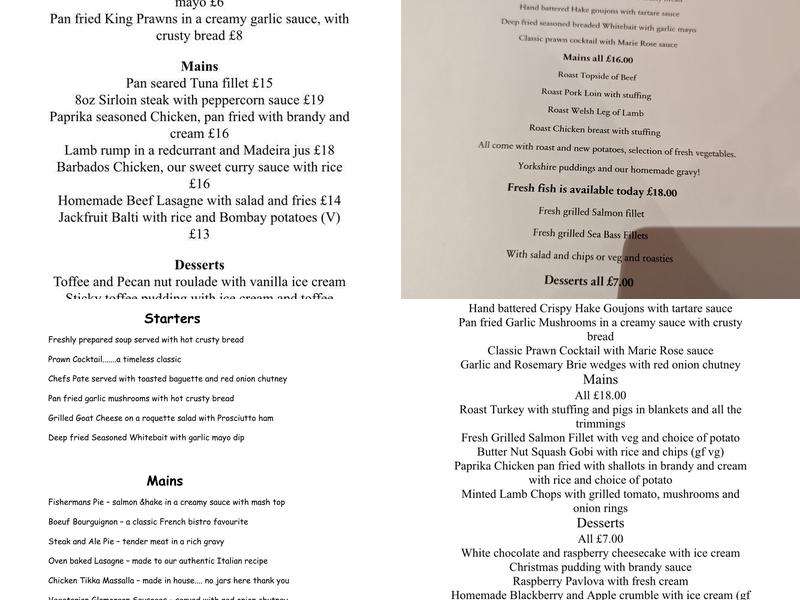 Fullbrook's Bistro Menu