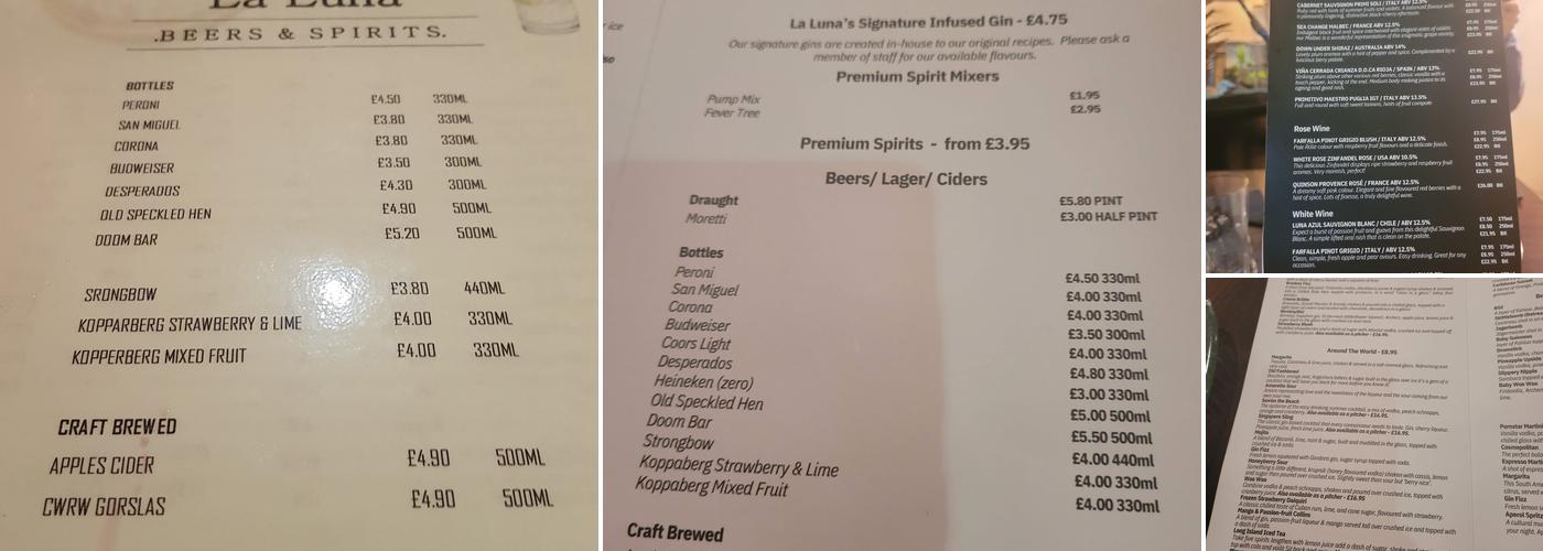 La Luna Menu