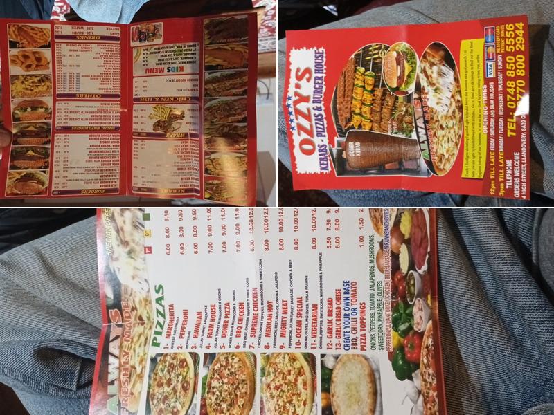 Ozzys Kebab & Pizza Menu