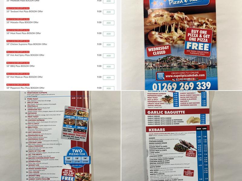 Napoli Pizza & Kebab Menu