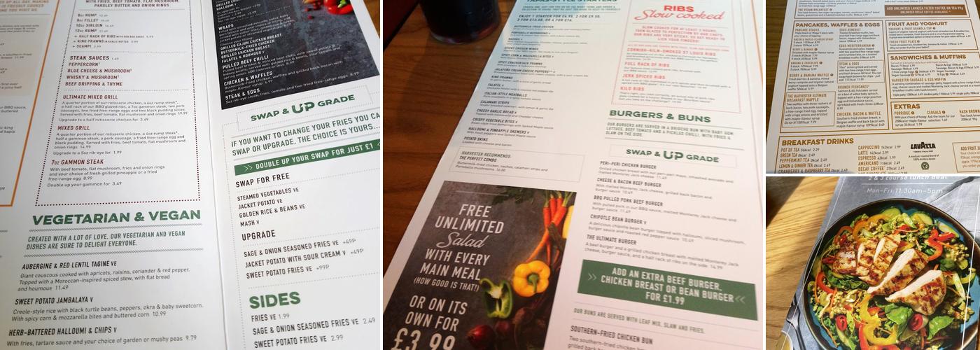 Harvester Eastlake Milton Keynes Menu