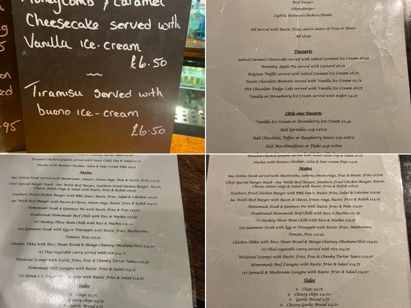 The Ysgethin Inn Menu