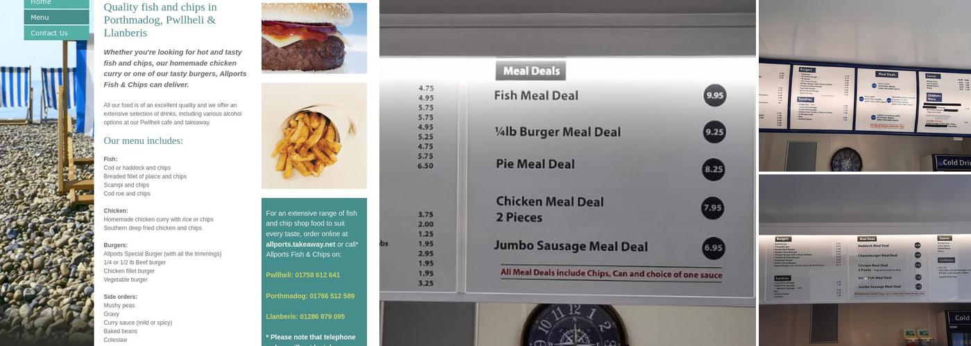 Allports Fish & Chips Porthmadog Menu